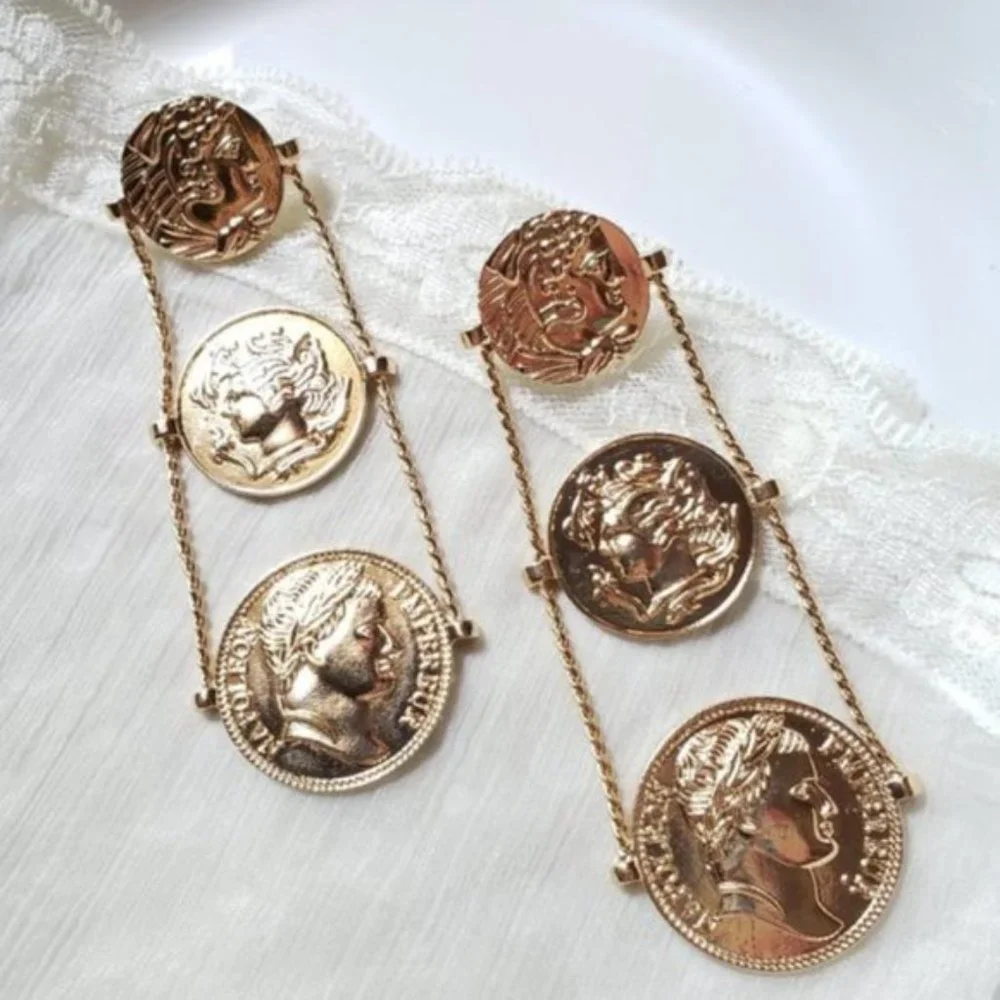 Zara's Night Out Medallion Coin Earrings - Picture 5 of 6